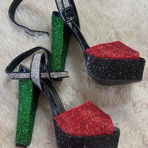 Nastygal glitter heels **NEVER WORN**